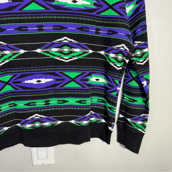 Ralph Lauren Active Thermal Cowl Neck Aztec Shirt Black Purple Green - Picture 8 of 10